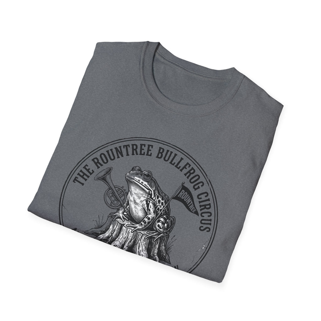 Folded Bullfrog Circus Southern Frog shirt, showing the front graphic.