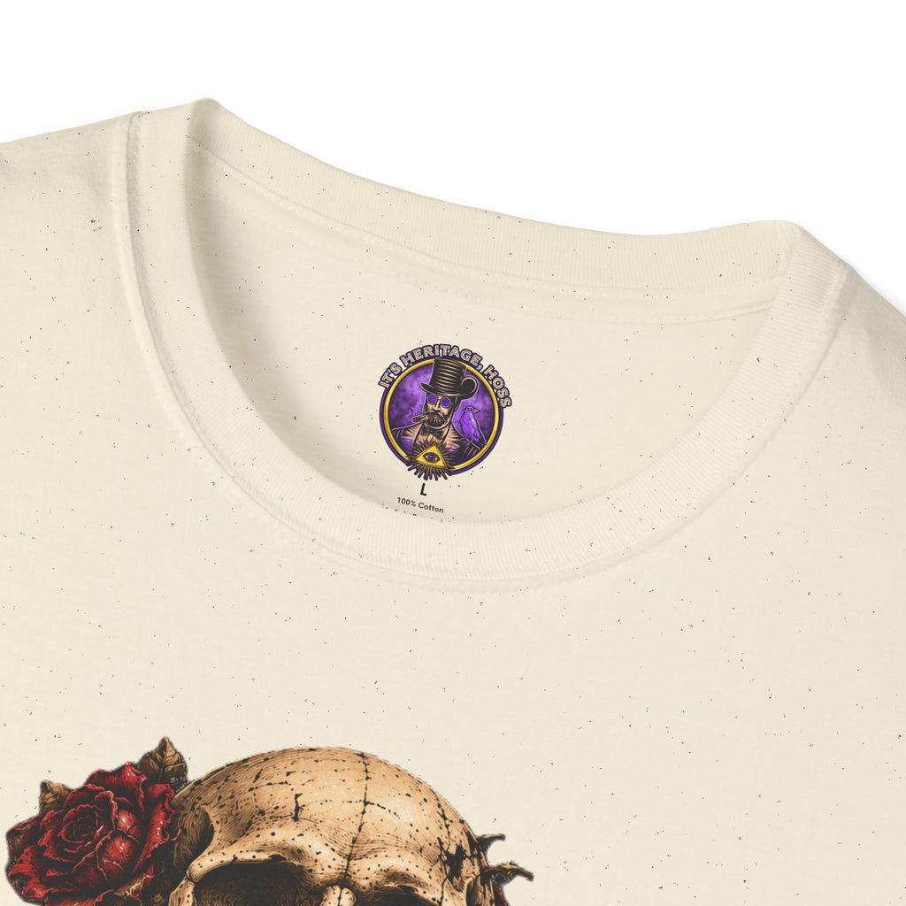 Memento Mori Skull T-Shirt - Hourglass & Roses graphic T-shirt product image 7