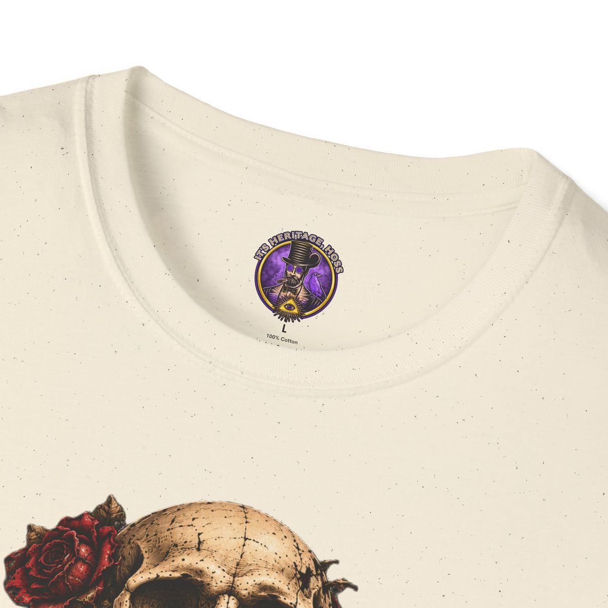 Memento Mori Skull T-Shirt - Hourglass & Roses graphic T-shirt product image 7