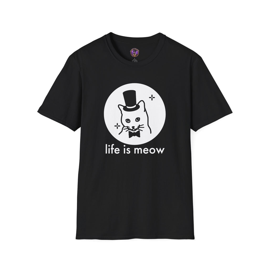 Life Is Meow Cat T-Shirt - Cute Cat With Top Hat Graphic graphic T-shirt product image 1