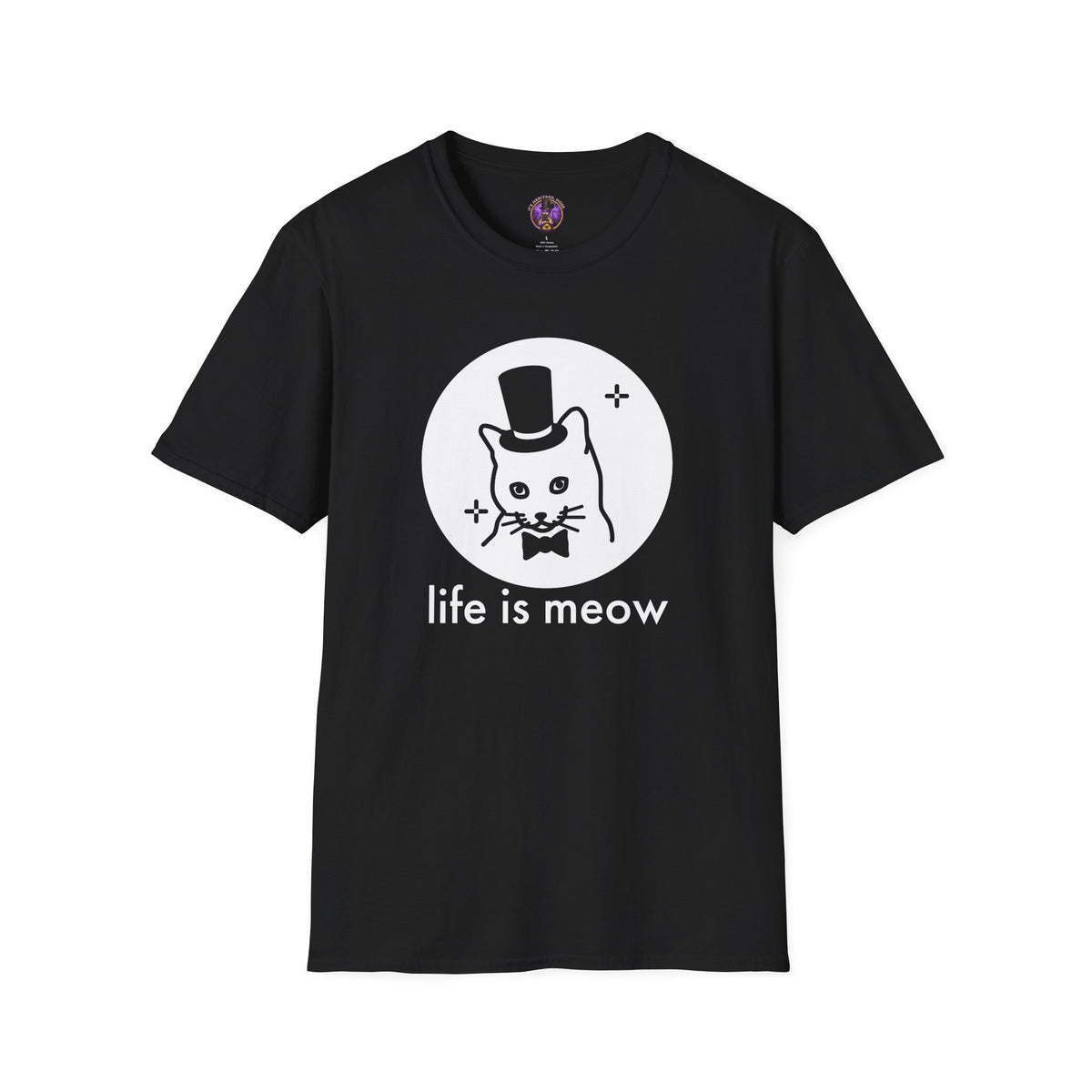 Life Is Meow Cat T-Shirt - Cute Cat With Top Hat Graphic graphic T-shirt product image 1