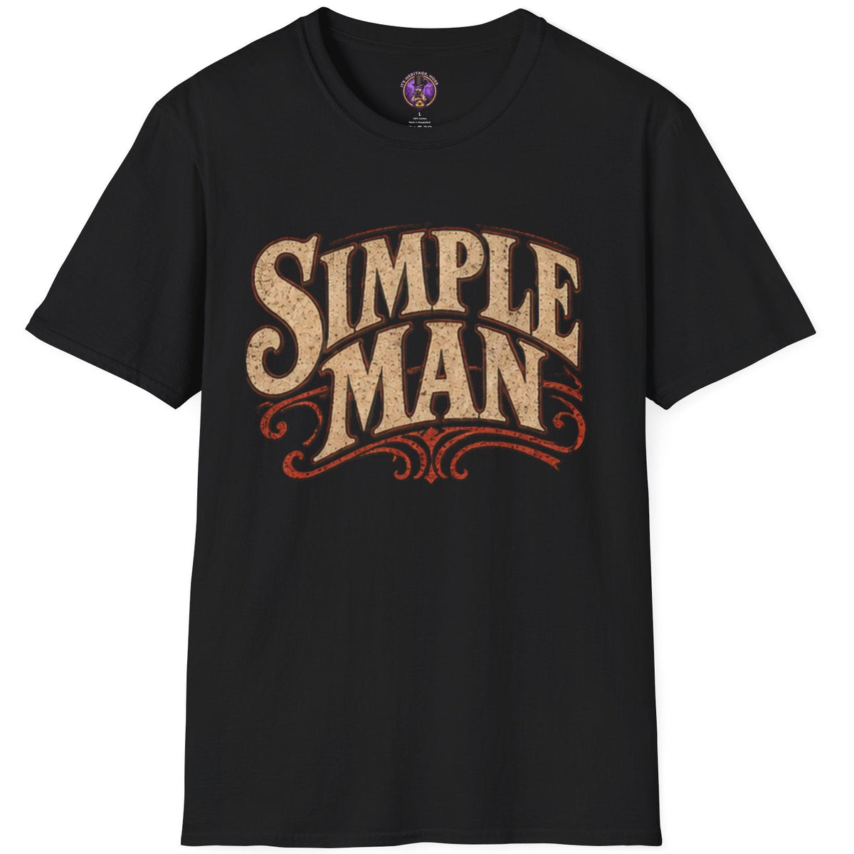Simple Man graphic with distressed retro typography and understated vintage Southern rock styling.