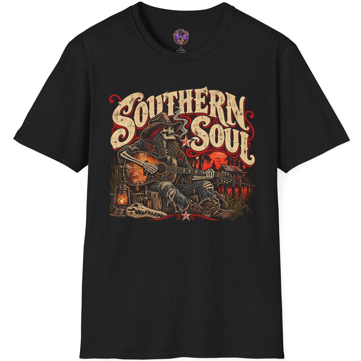 Southern Soul graphic featuring a guitar and bandana with distressed vintage country music styling.