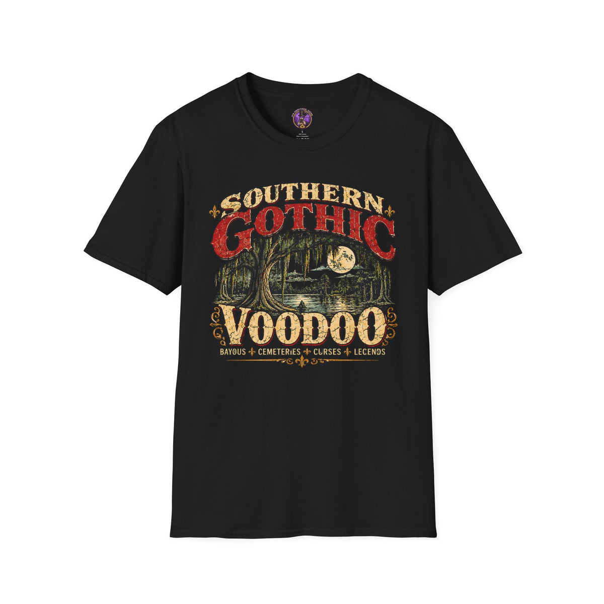 Southern Gothic Voodoo T-Shirt - Vintage Swamp Moon Graphic graphic T-shirt product image 1