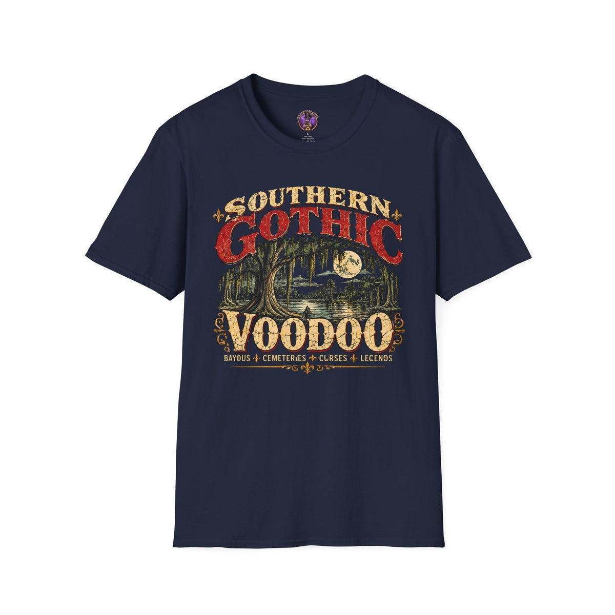 Southern Gothic Voodoo T-Shirt - Vintage Swamp Moon Graphic graphic T-shirt product image 2