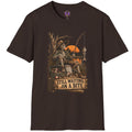 Still Waiting on a Bite skeleton fishing graphic printed on black Gildan 64000 T-shirt