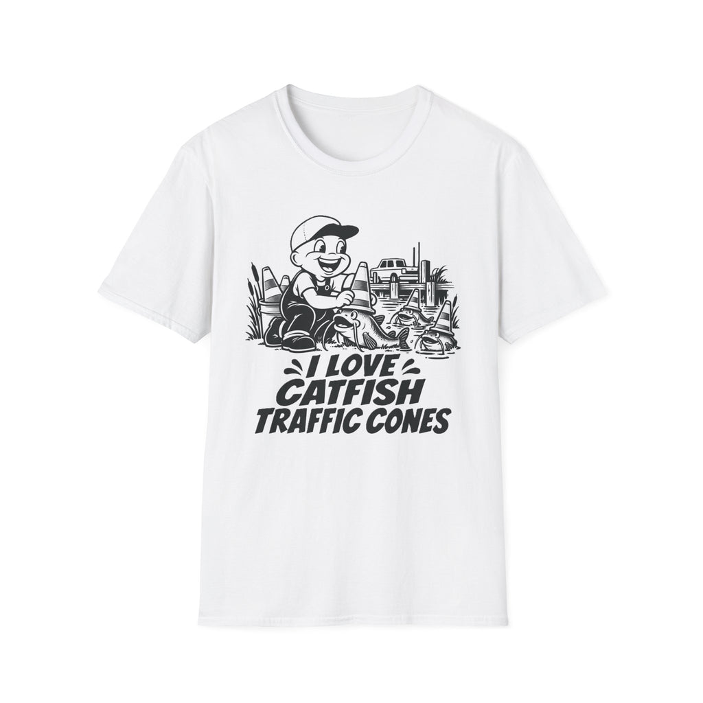 I Love Catfish Traffic Cones Funny Fishing T-Shirt