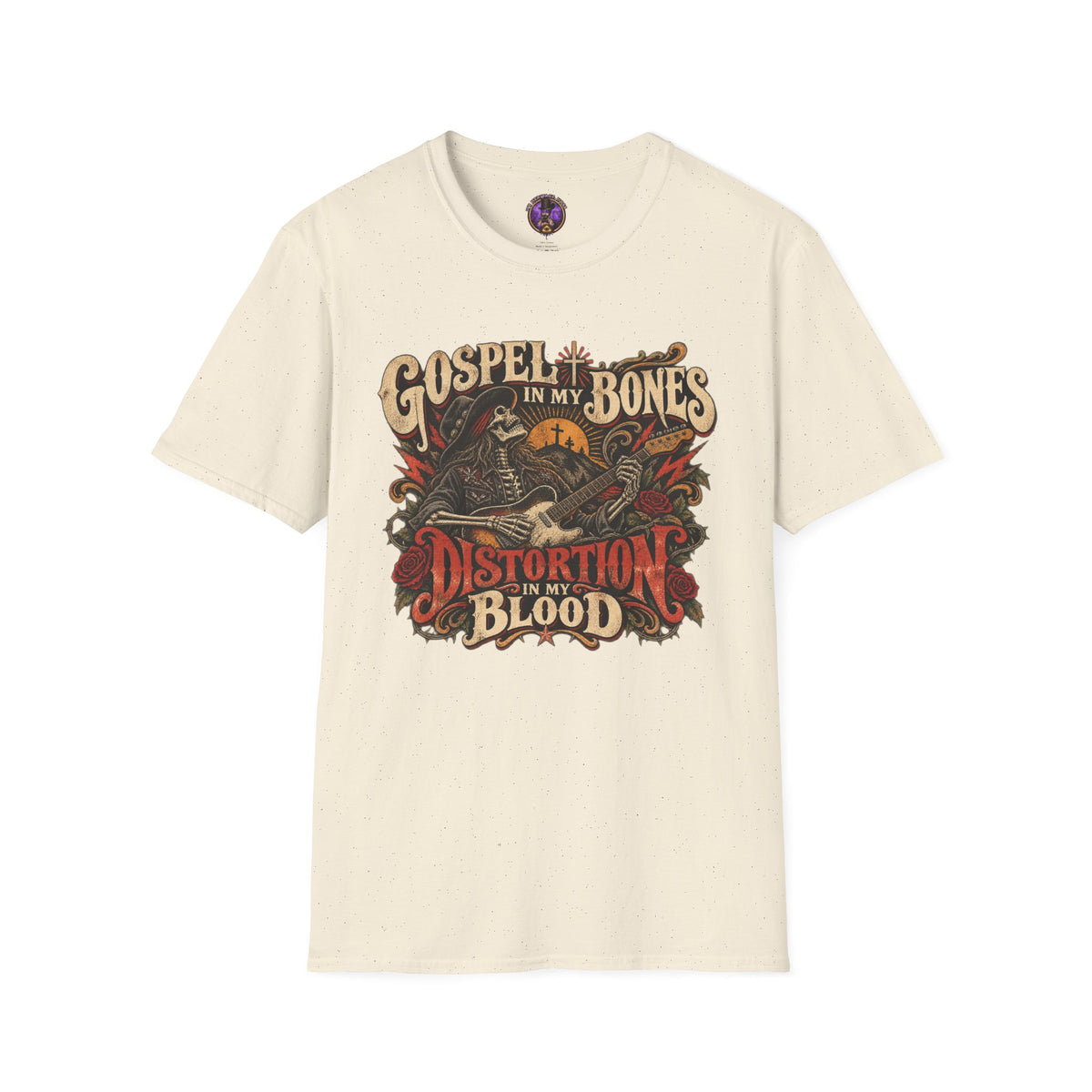Gospel & Distortion T-Shirt | Southern Rock Graphic Tee graphic T-shirt product image 2