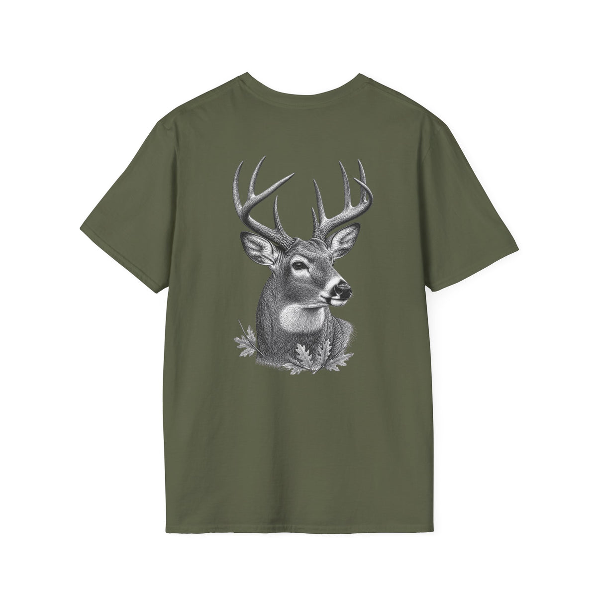 Deer Buck Graphic T-Shirt — Realistic Buck Head Hunting Tee — product view 10
