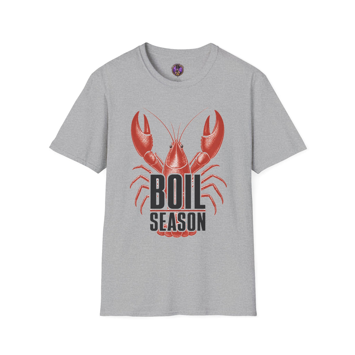 Front view of the Boil Season Louisiana Crawfish shirt.