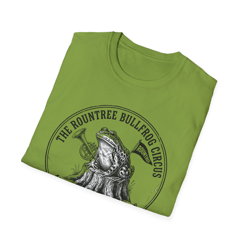 Folded Bullfrog Circus Southern Frog shirt, showing the front graphic.