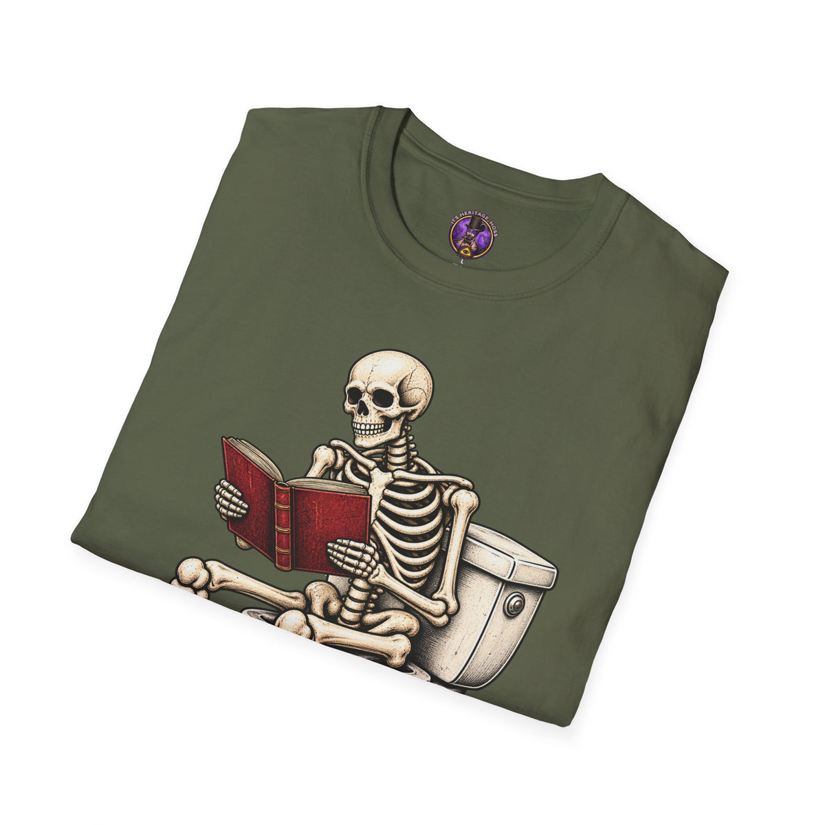 Skeleton Reading on Toilet T-Shirt | It's Heritage Hoss