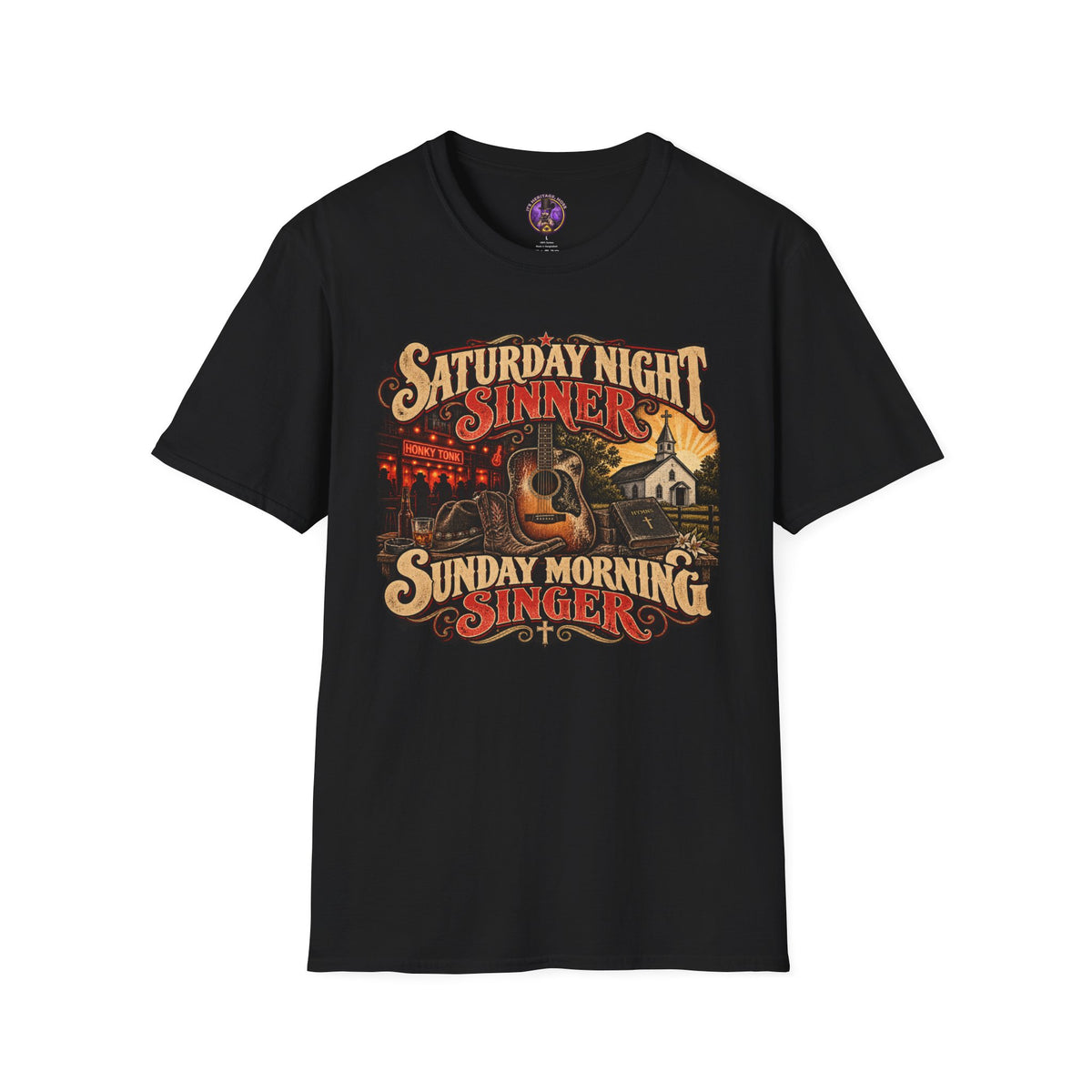 Saturday Night Sinner Sunday Morning Singer Country T-Shirt graphic T-shirt product image 1