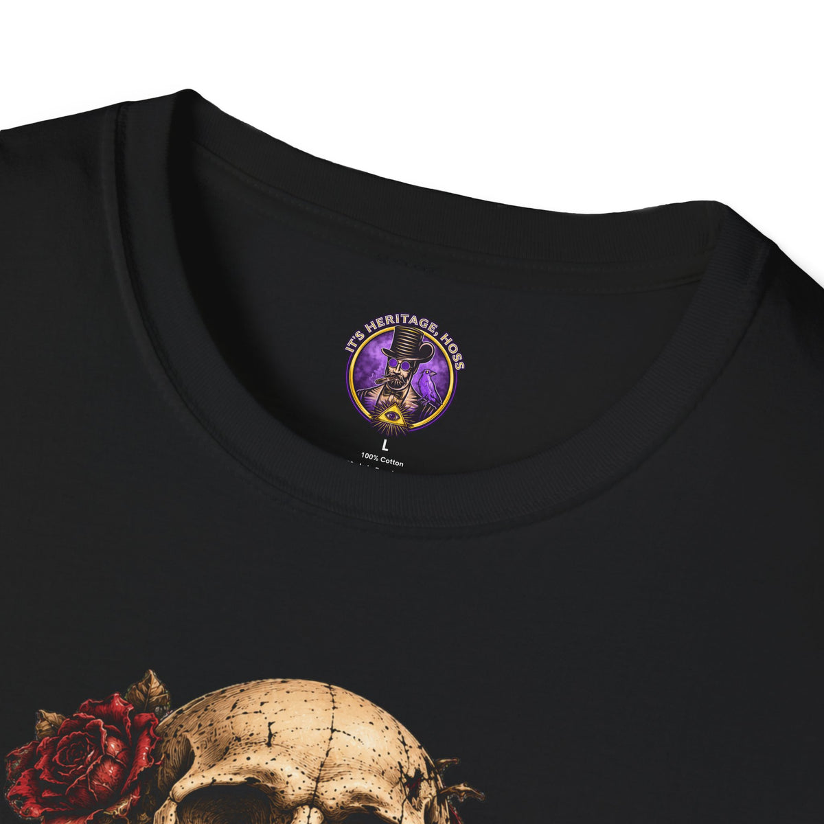 Memento Mori Skull T-Shirt - Hourglass & Roses graphic T-shirt product image 4