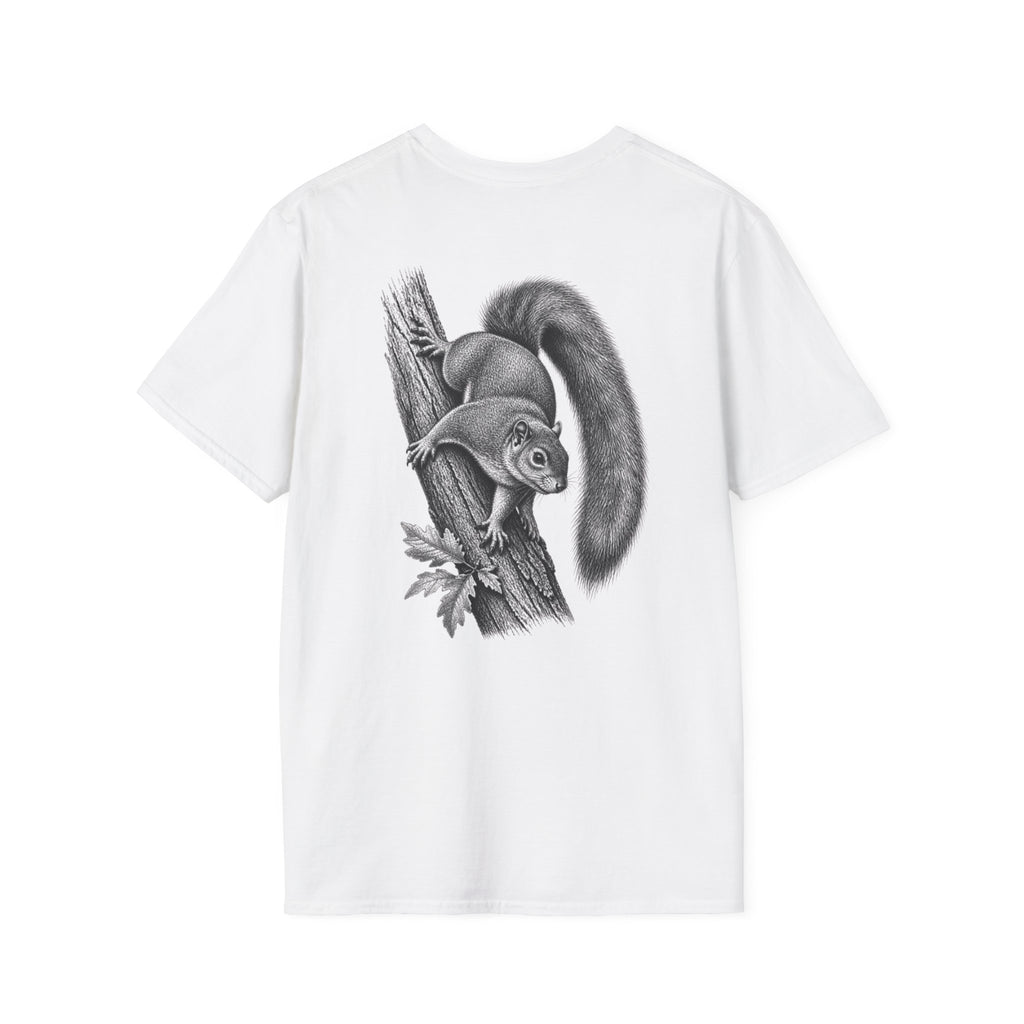 Squirrel Sketch T-Shirt — Detailed Vintage Woodland Wildlife Tee — product view 2