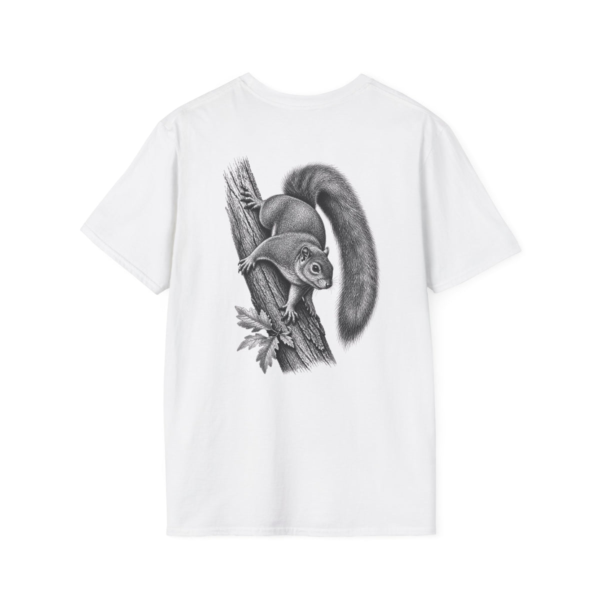 Squirrel Sketch T-Shirt — Detailed Vintage Woodland Wildlife Tee — product view 2