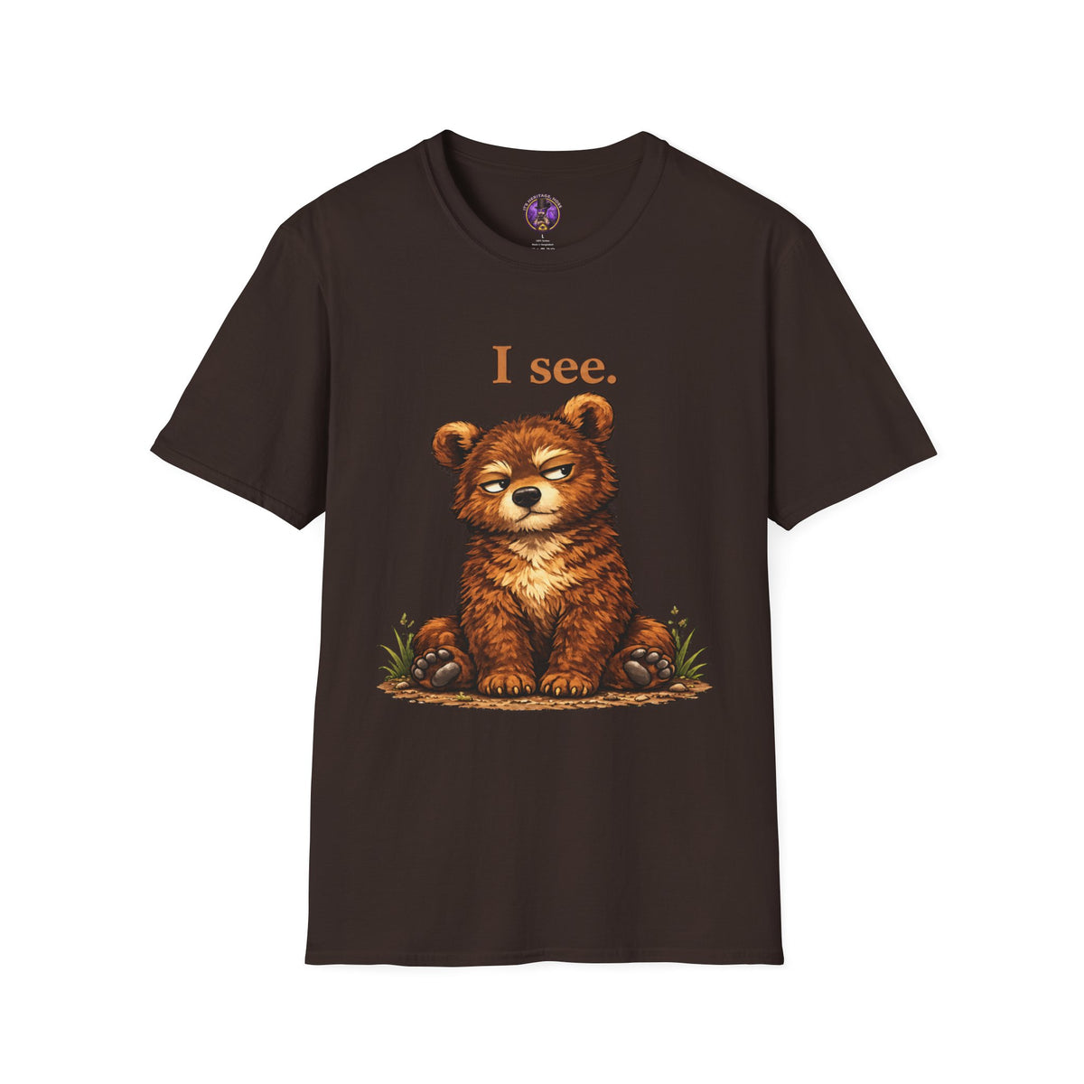 Front view of the Bear Cub shirt — Cute Sitting Bear Graphic Tee.