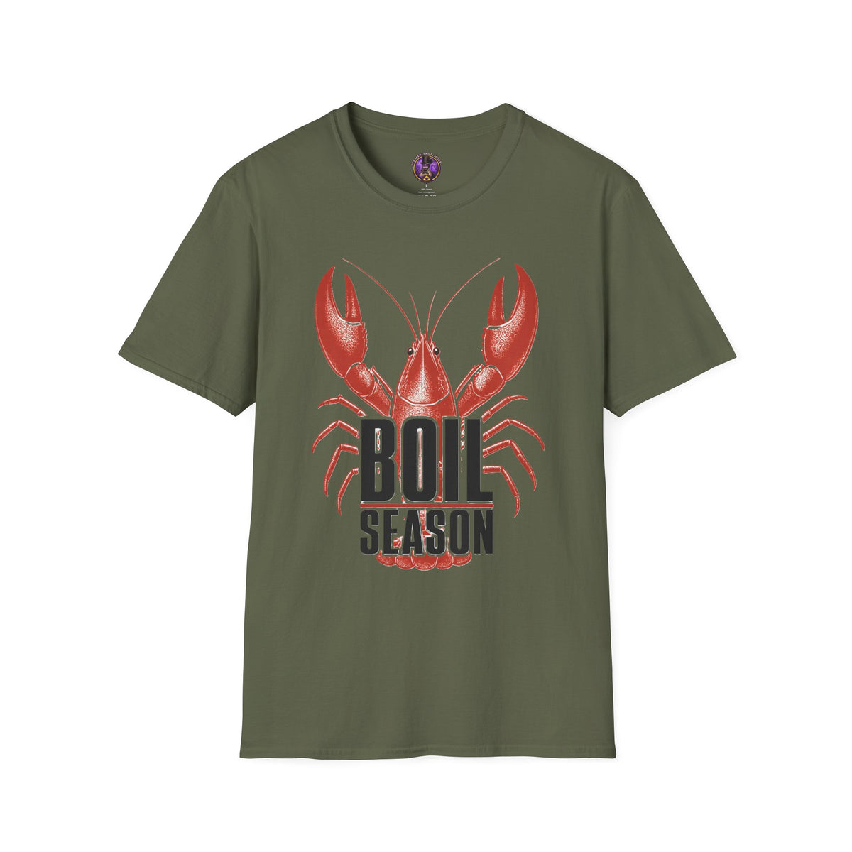 Front view of the Boil Season Louisiana Crawfish shirt.