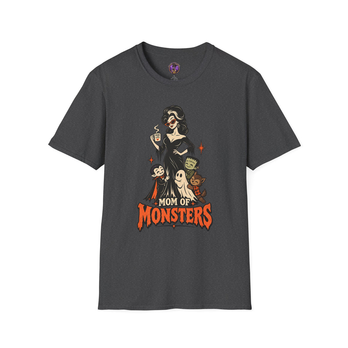 Mom of Monsters T-Shirt - Retro Goth Halloween Tee for Moms graphic T-shirt product image 3