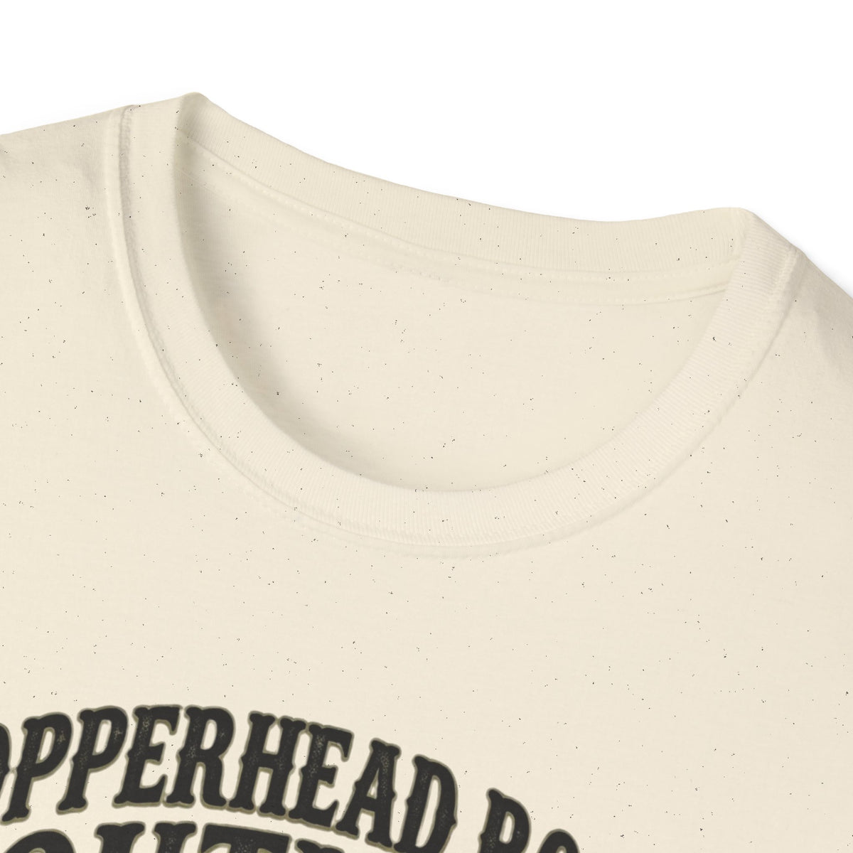 Crew-neck and upper graphic detail of Copperhead Road Outlaw T-Shirt.