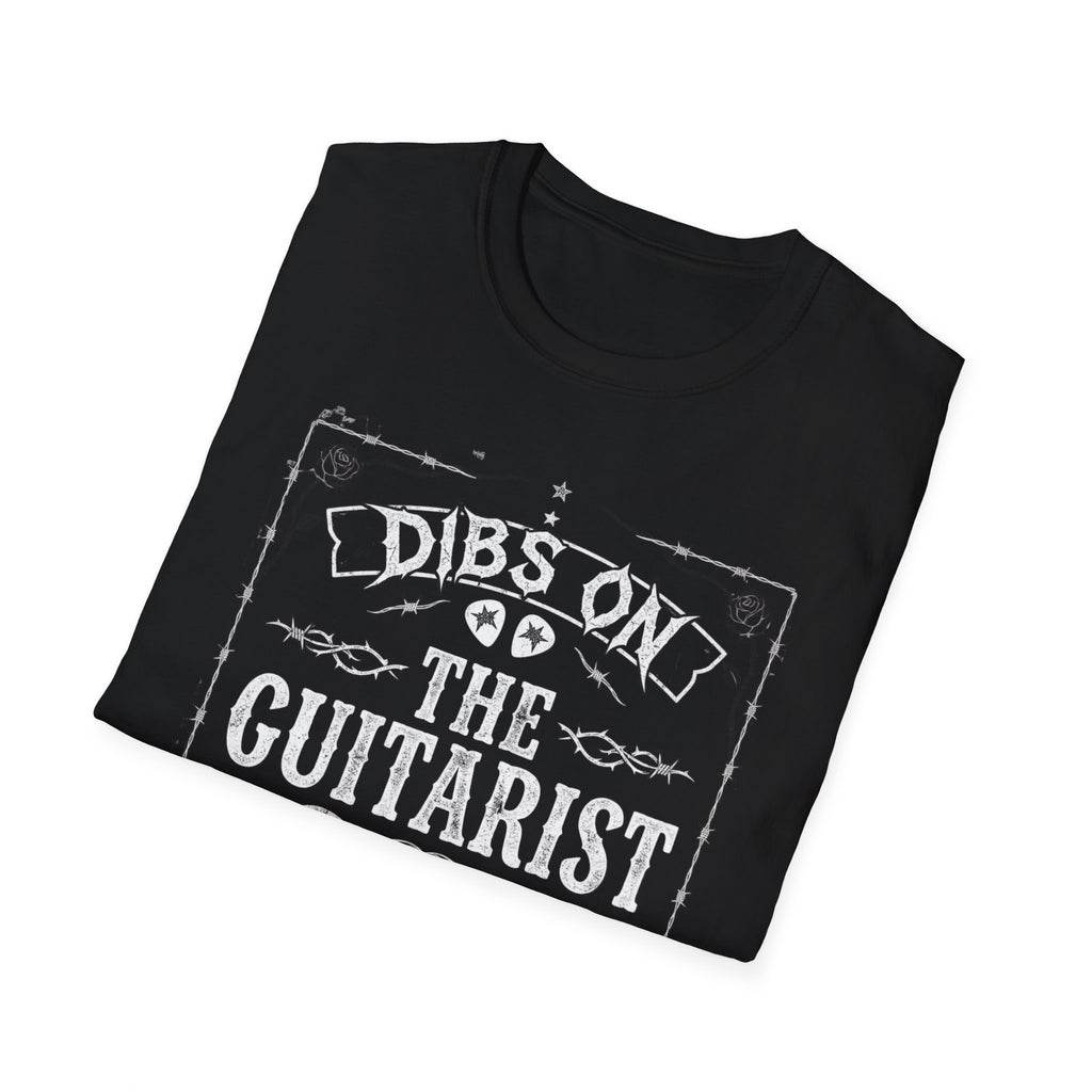Folded Dibs on the Guitarist T-Shirt showing its front graphic.