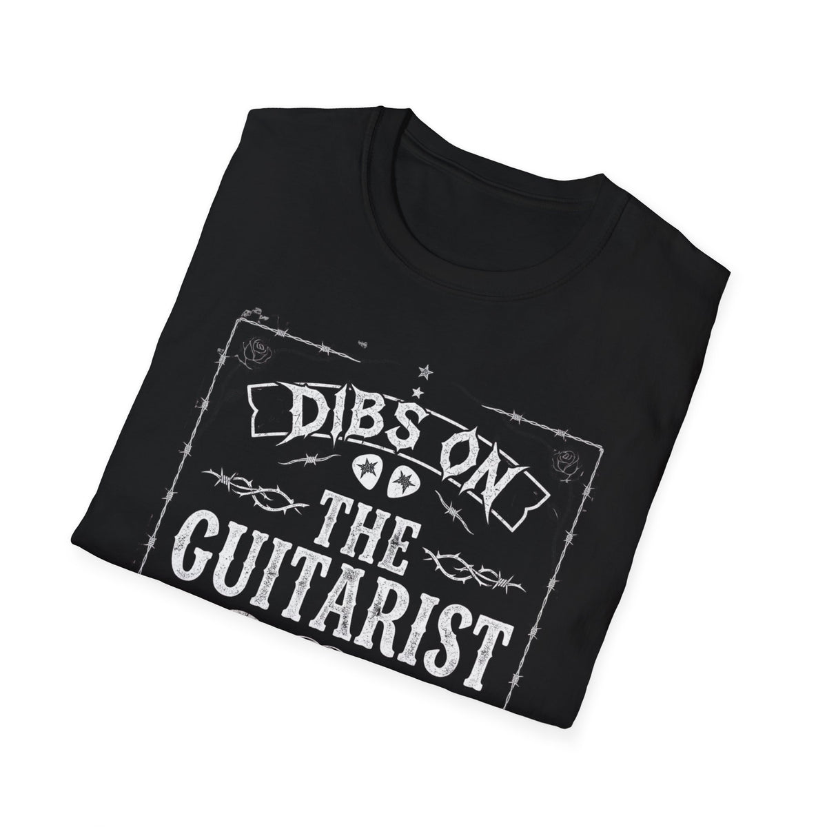 Folded Dibs on the Guitarist T-Shirt showing its front graphic.