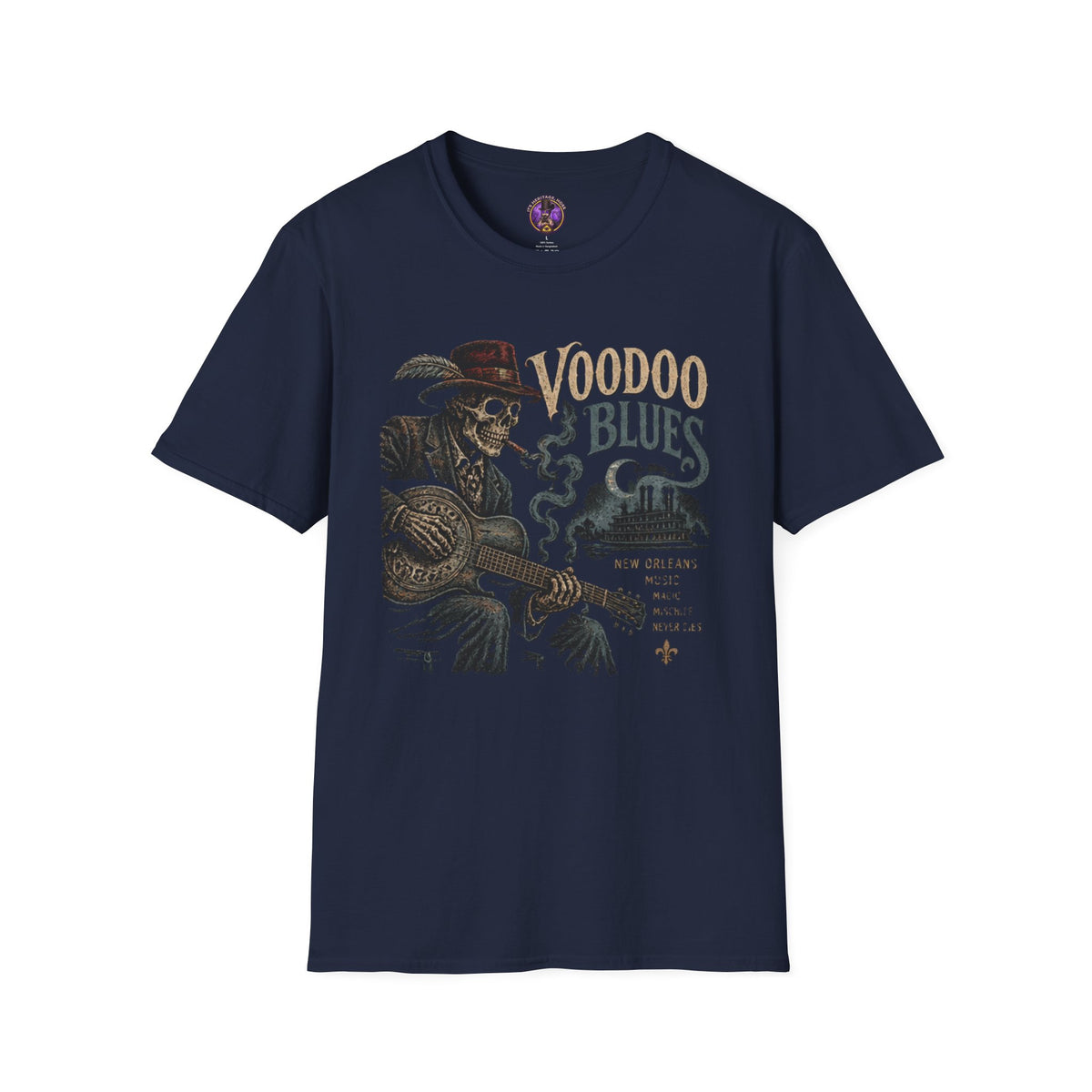 Front view of the Voodoo Blues Guitar shirt.