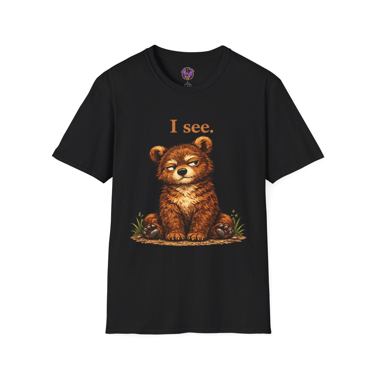 Front view of the Bear Cub shirt — Cute Sitting Bear Graphic Tee.