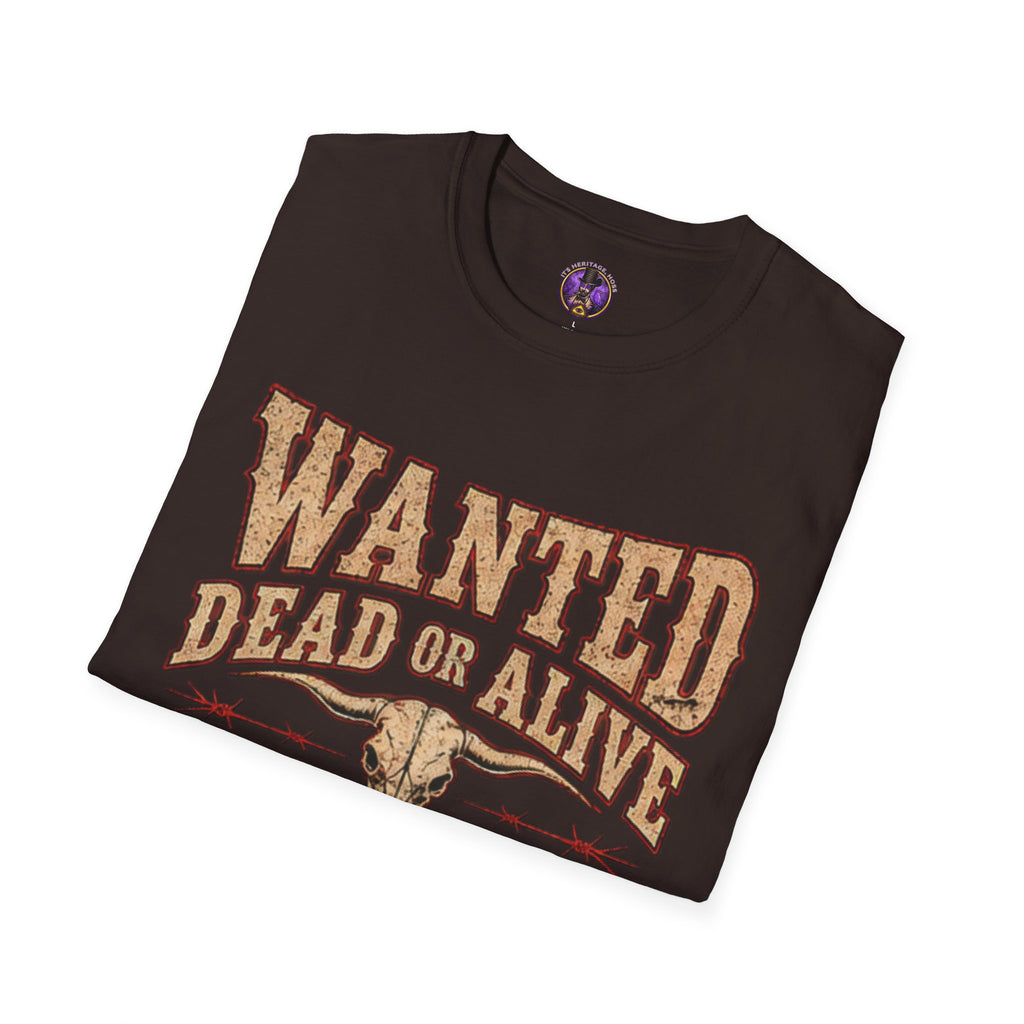 Wanted Dead or Alive Shirt | Western Cow Skull Graphic Tee graphic T-shirt product image 8