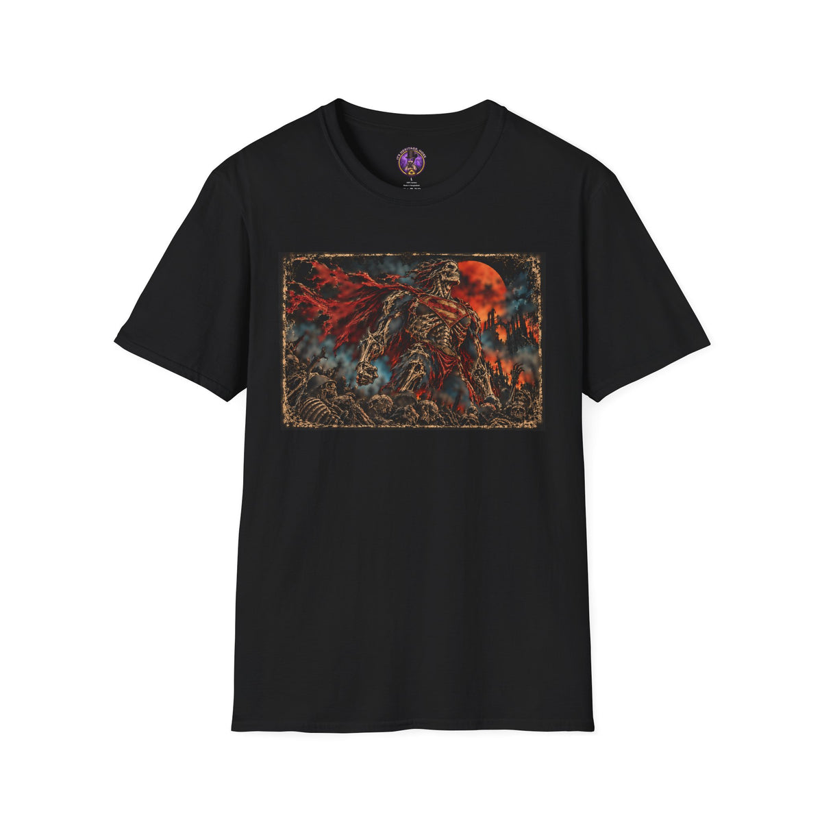Gothic Superhero Skull T-Shirt - Dark Fantasy Tee graphic T-shirt product image 1