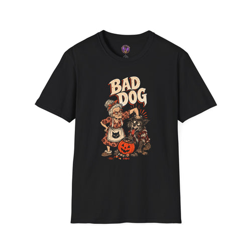 Bad Dog Halloween T‑Shirt - Vintage Witch & graphic T-shirt product image 1