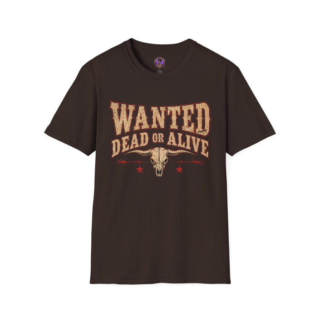 Wanted Dead or Alive Shirt | Western Cow Skull Graphic Tee graphic T-shirt product image 2
