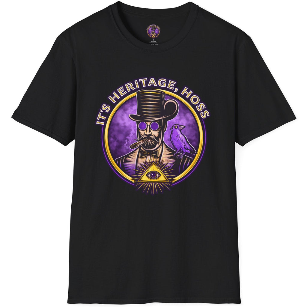 Gothic It’s Heritage, Hoss logo graphic featuring a raven, occult symbolism, and distressed vintage esoteric illustration.