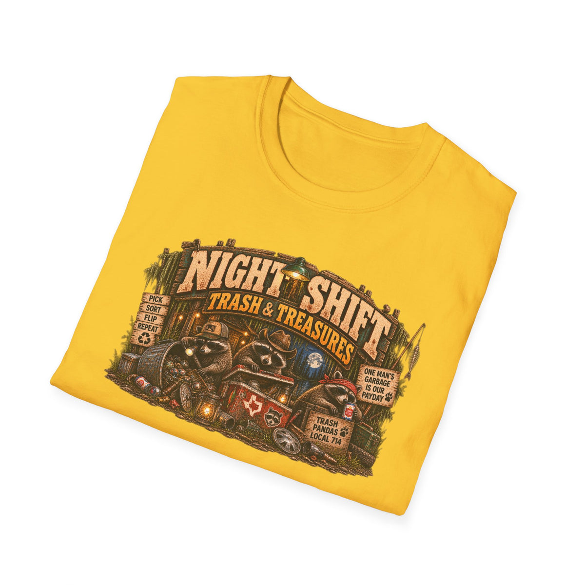 Night Shift Trash & Treasures T-Shirt — Raccoon Humor