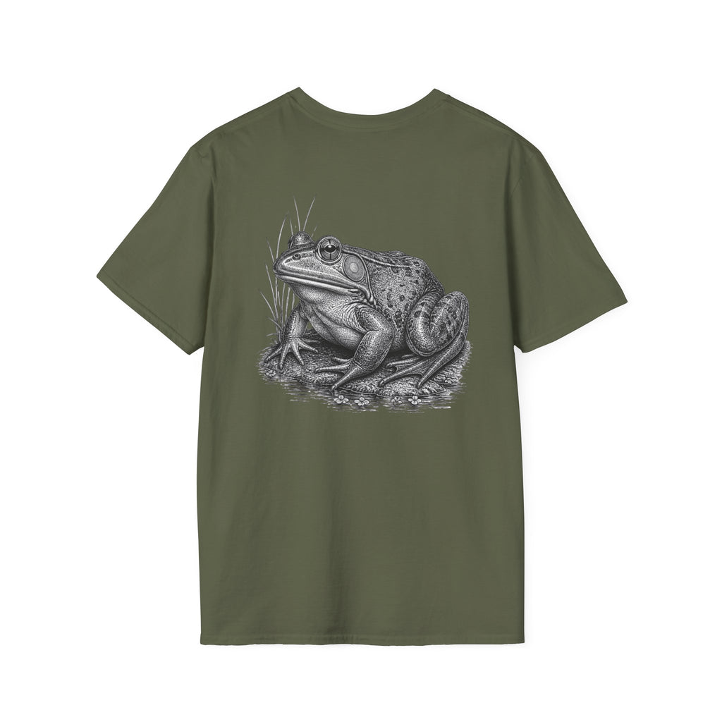 Frog Illustration T-Shirt — Detailed Vintage Bullfrog Graphic Tee — product view 1