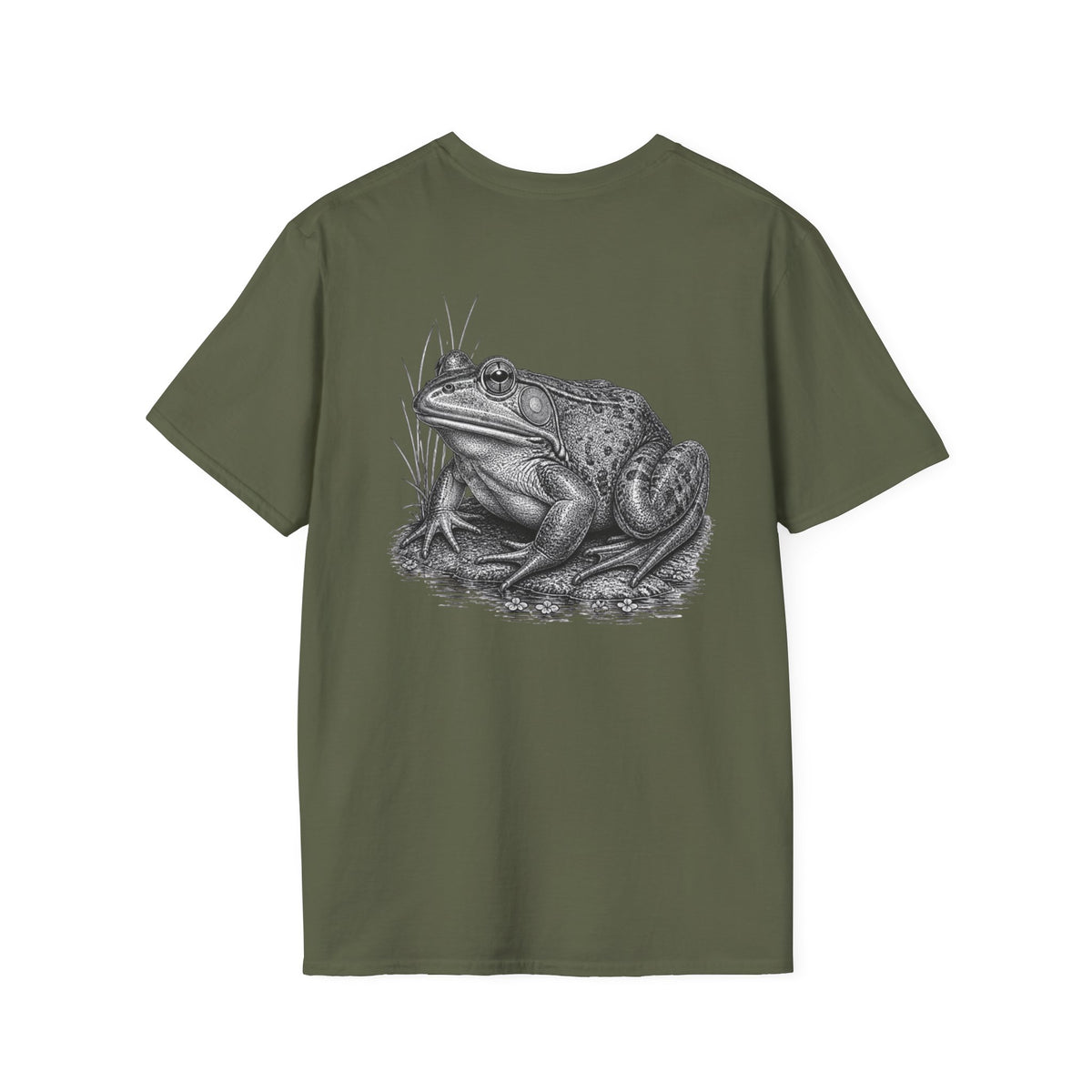 Frog Illustration T-Shirt — Detailed Vintage Bullfrog Graphic Tee — product view 1