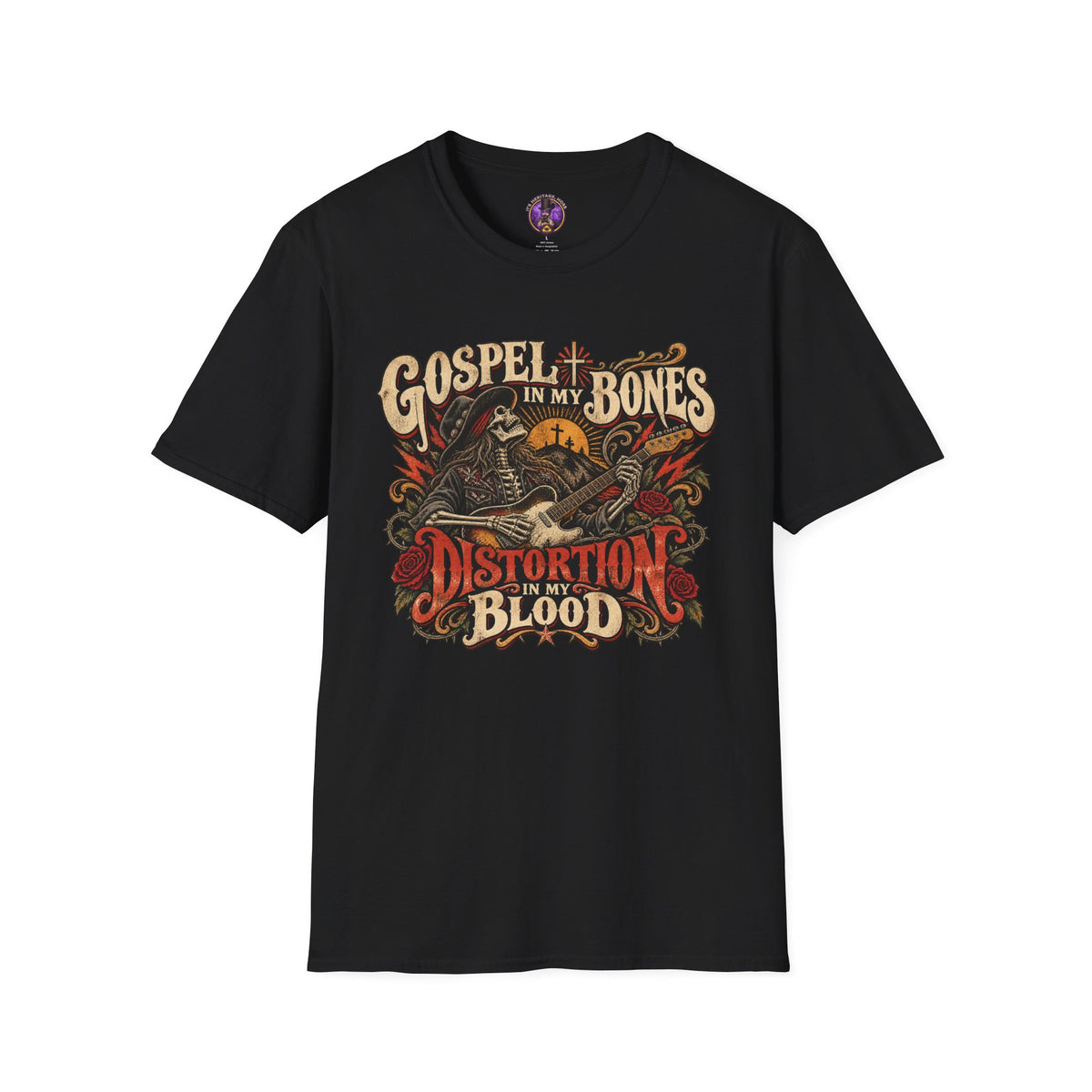 Gospel & Distortion T-Shirt | Southern Rock Graphic Tee graphic T-shirt product image 1