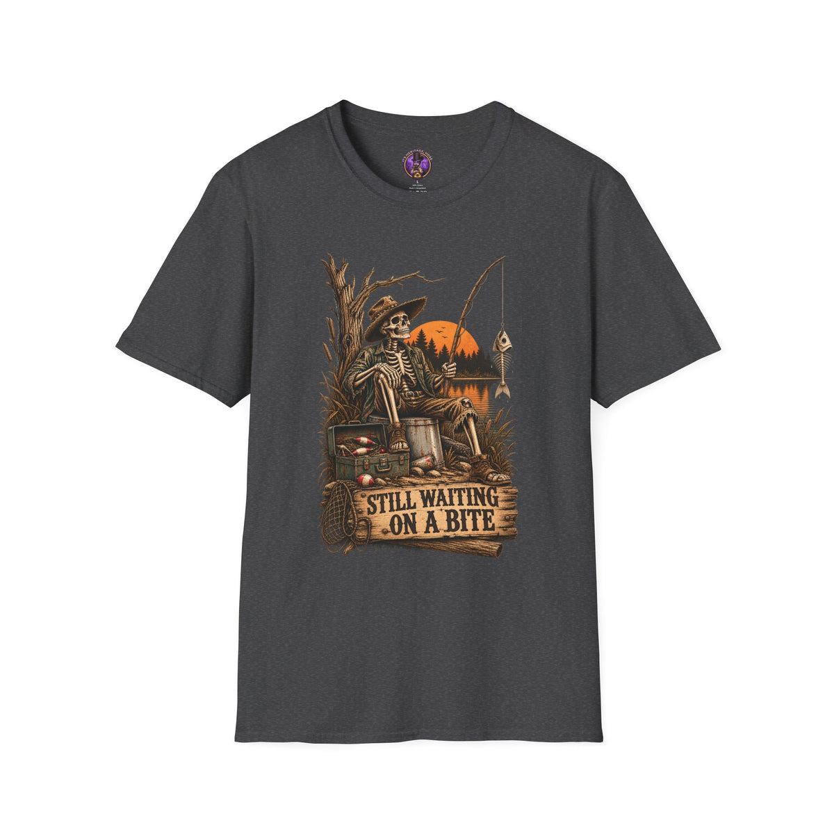 Still Waiting on a Bite Skeleton Fishing T-Shirt graphic T-shirt product image 4