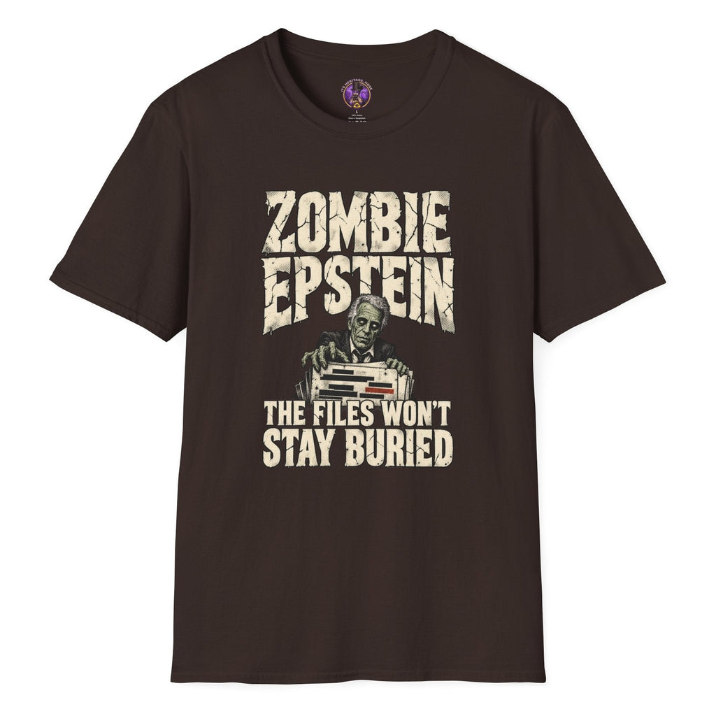 Zombie Epstein T-Shirt — "The Files Won't Stay Buried" Vintage Horror Tee