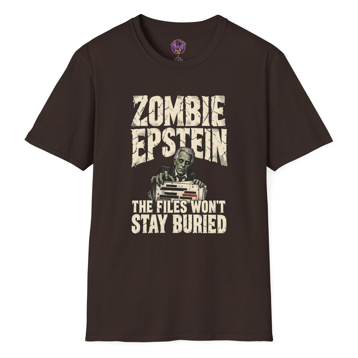 Zombie Epstein T-Shirt — "The Files Won't Stay Buried" Vintage Horror Tee