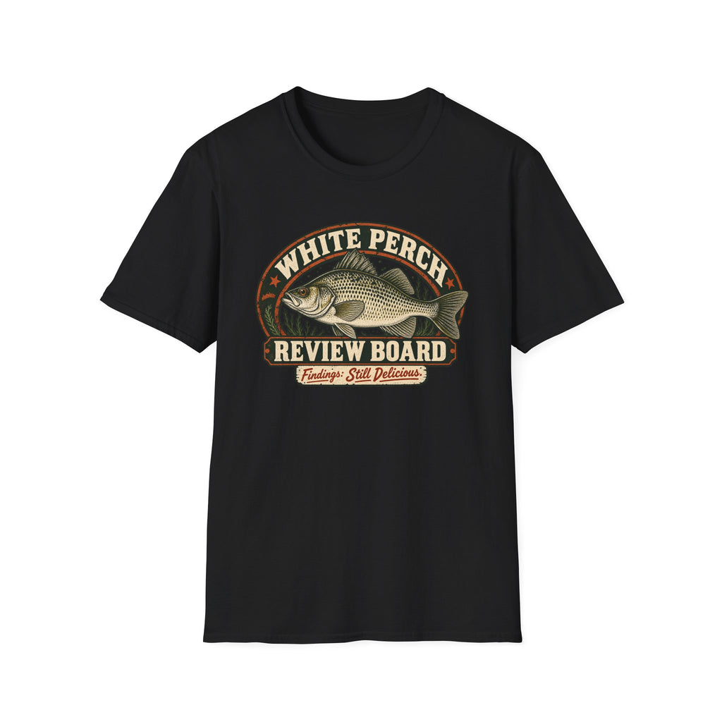 White Perch Review Board T-Shirt — Crappie Fishing