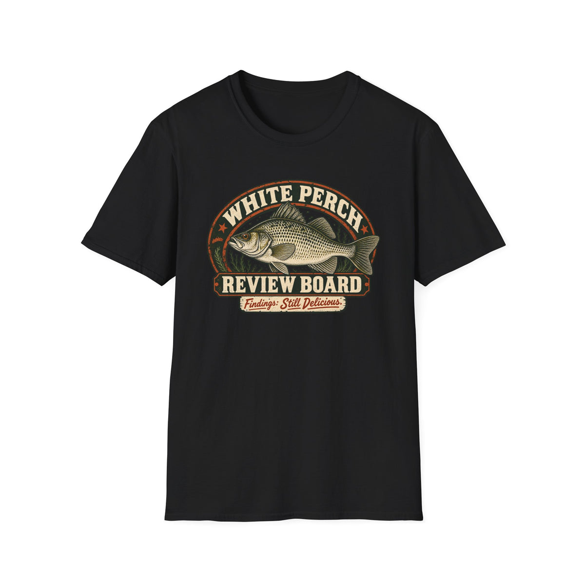 White Perch Review Board T-Shirt — Crappie Fishing