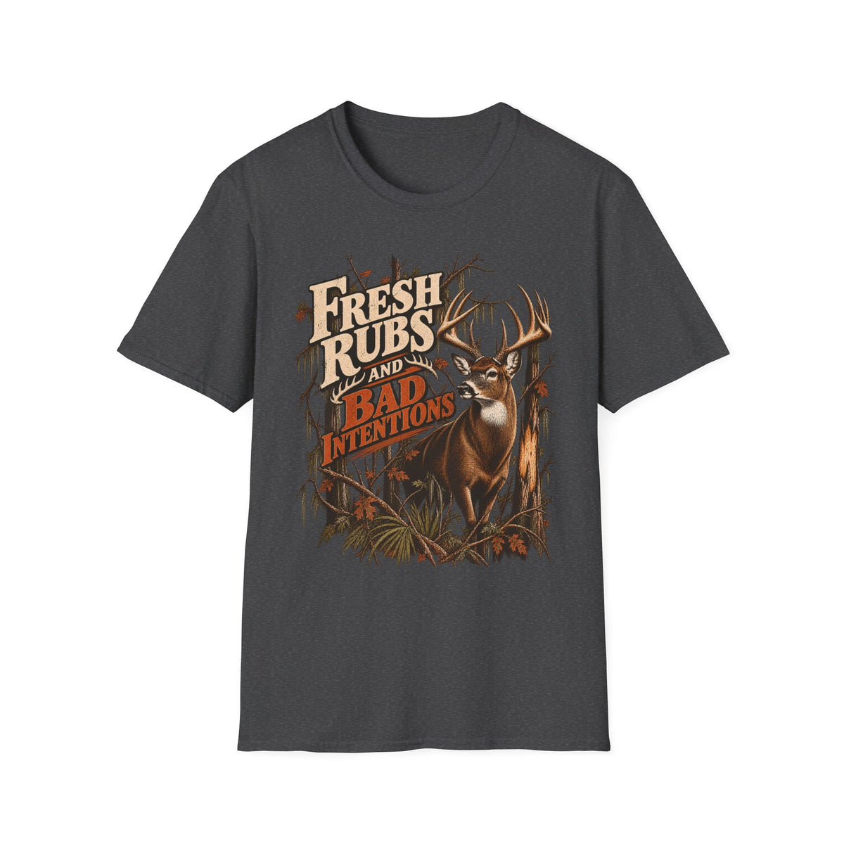 Fresh Rubs & Bad Intentions Whitetail Rut Hunting Design
