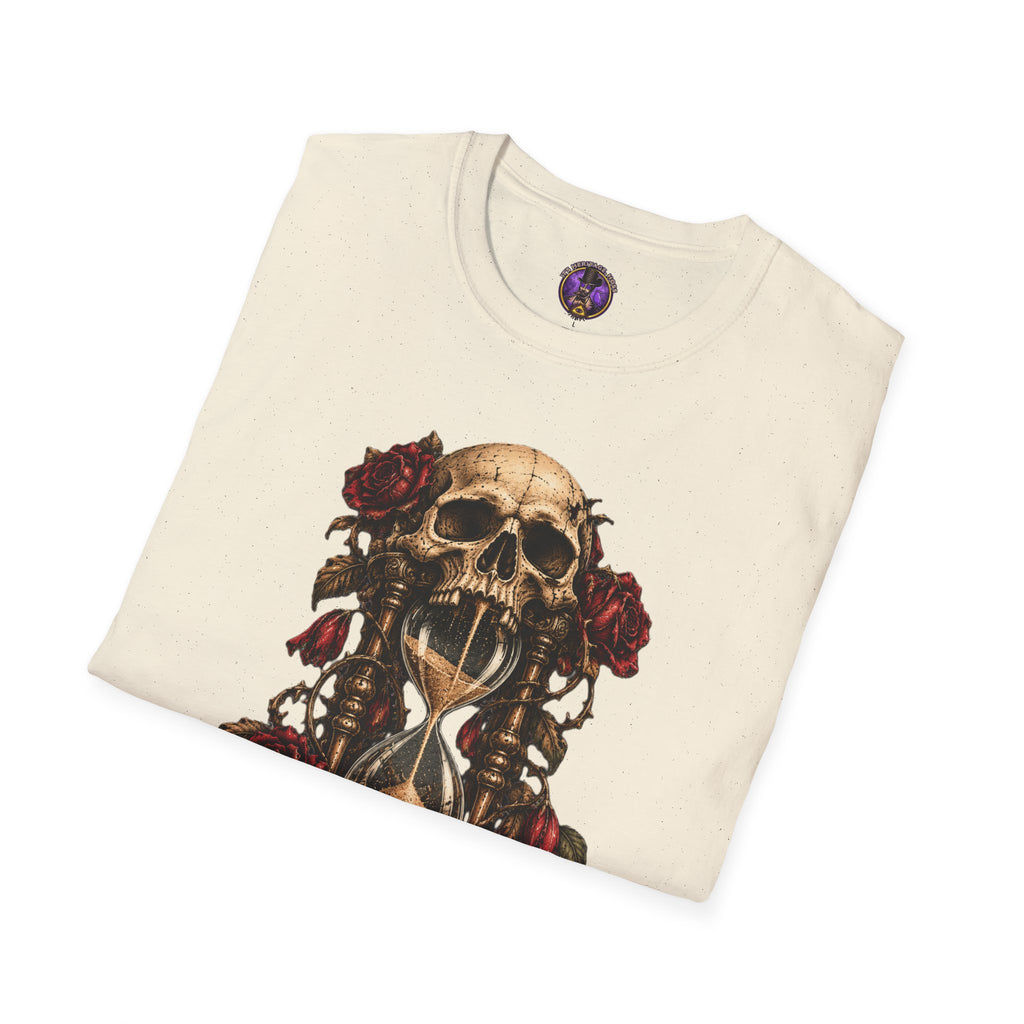 Memento Mori Skull T-Shirt - Hourglass & Roses graphic T-shirt product image 8