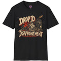 Drop D & Disappointment graphic with electric guitar, amplifier and distressed 1990s grunge styling.