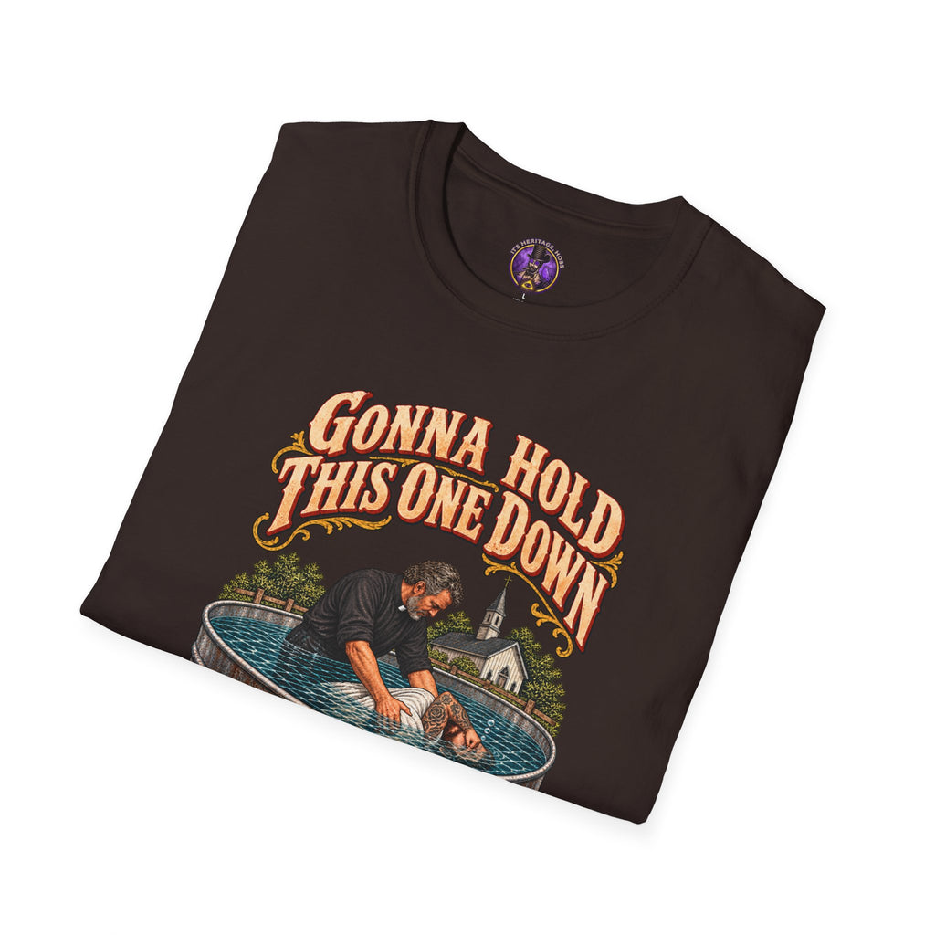 T-Shirt — "Gonna Hold This One Down 'Til The Bubbles Come Up" Rescue Dog Graphic Tee
