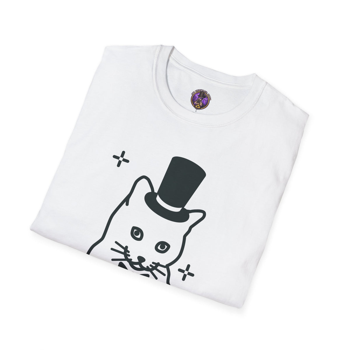 Cat T-Shirt - “life is meow” Cute Top Hat Cat Graphic Tee graphic T-shirt product image 6