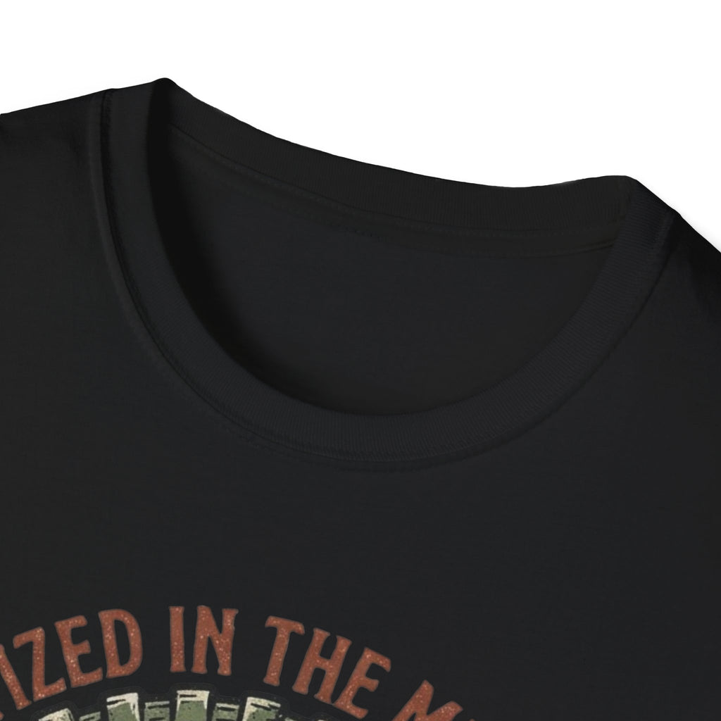 Crew-neck and upper graphic detail of Baptized in the Mudhole T-Shirt.