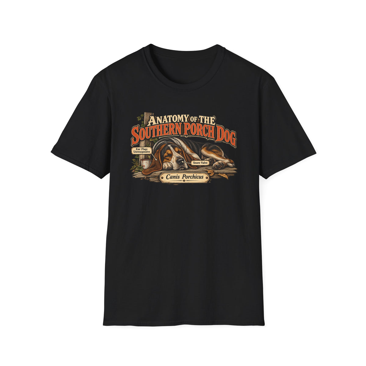 Anatomy of the Southern Porch Dog T-Shirt — Southern Dog Humor