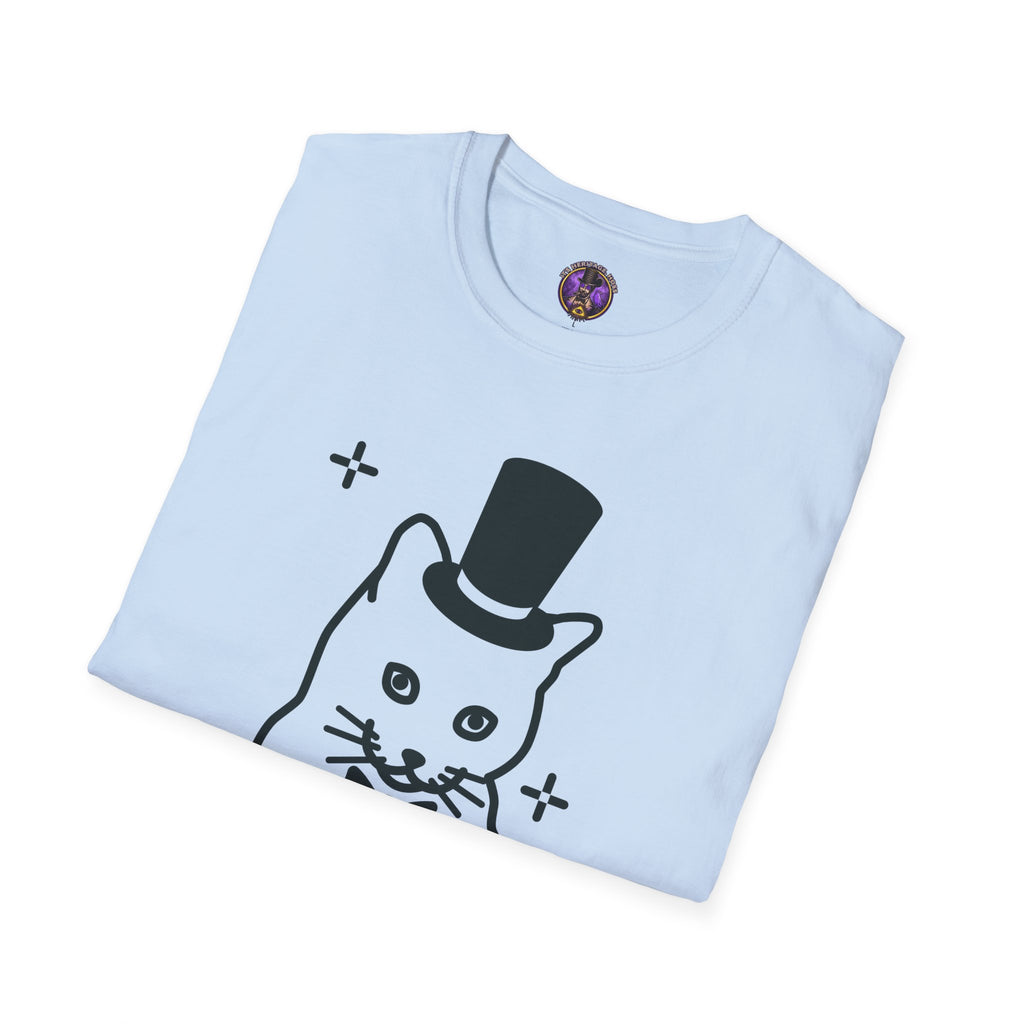 Cat T-Shirt - “life is meow” Cute Top Hat Cat Graphic Tee graphic T-shirt product image 12